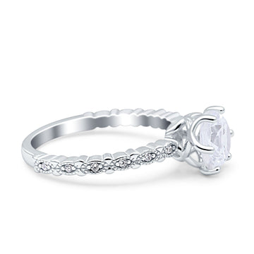 Art Deco Round Engagement Ring Simulated Cubic Zirconia 925 Sterling Silver Wholesale